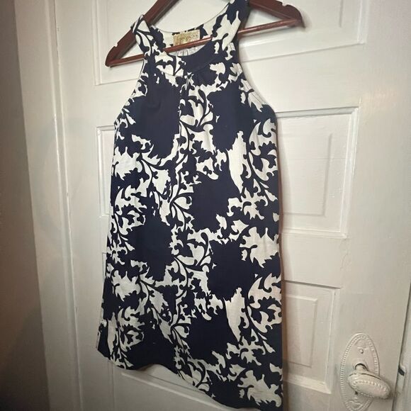 Francesca’s Collections Navy & White Print Halter Dress w Side Zip - Picture 9 of 10